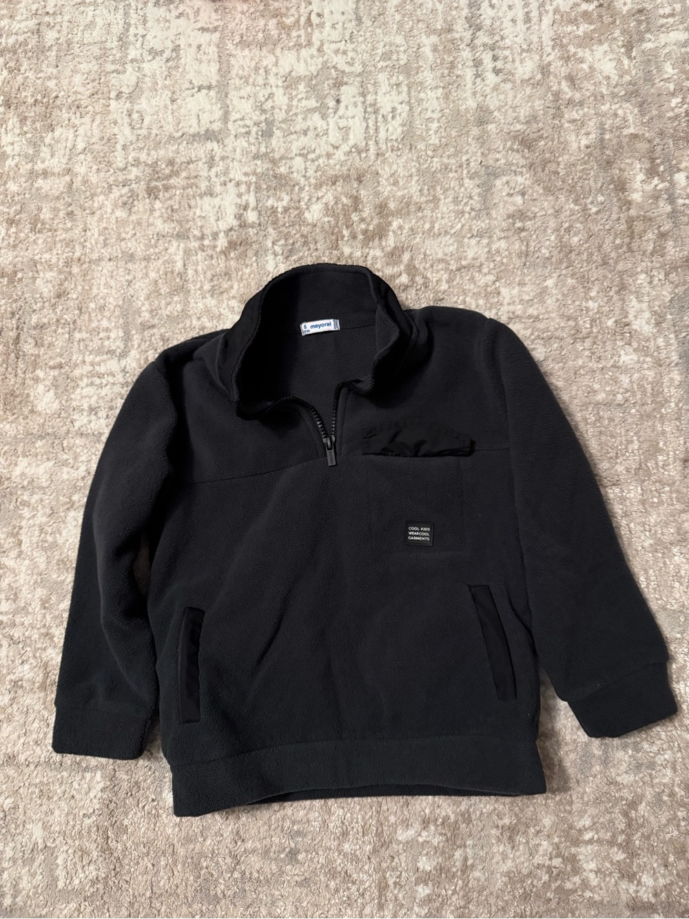 Mayoral fleece charcoal boys pullover quarter zip jacket size 5
